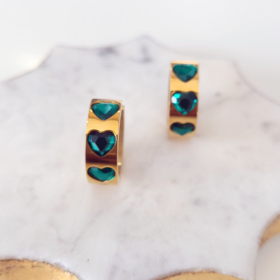 Emerald Heart Earrings