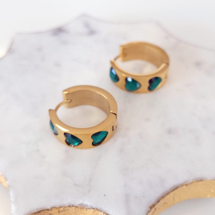 Emerald Heart Earrings
