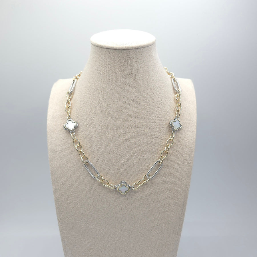 Madre Perla Clover Necklace, Bangle and Earrings
