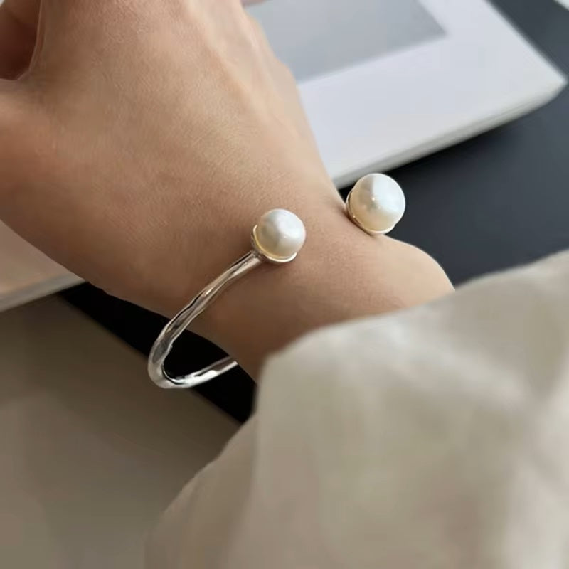 Silver Pearl Bangle