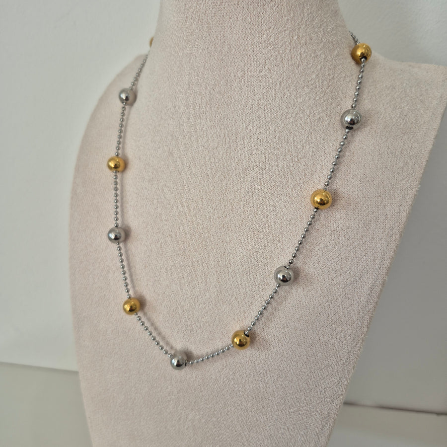 Ball Chain Two Tone Necklace