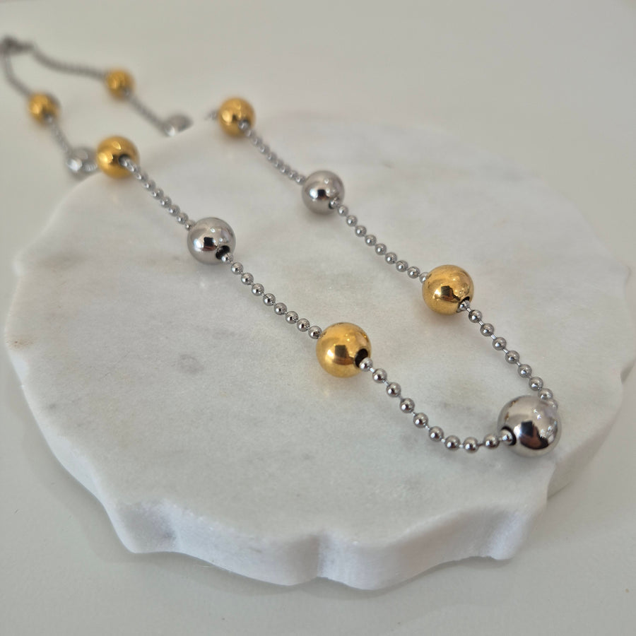 Ball Chain Two Tone Necklace
