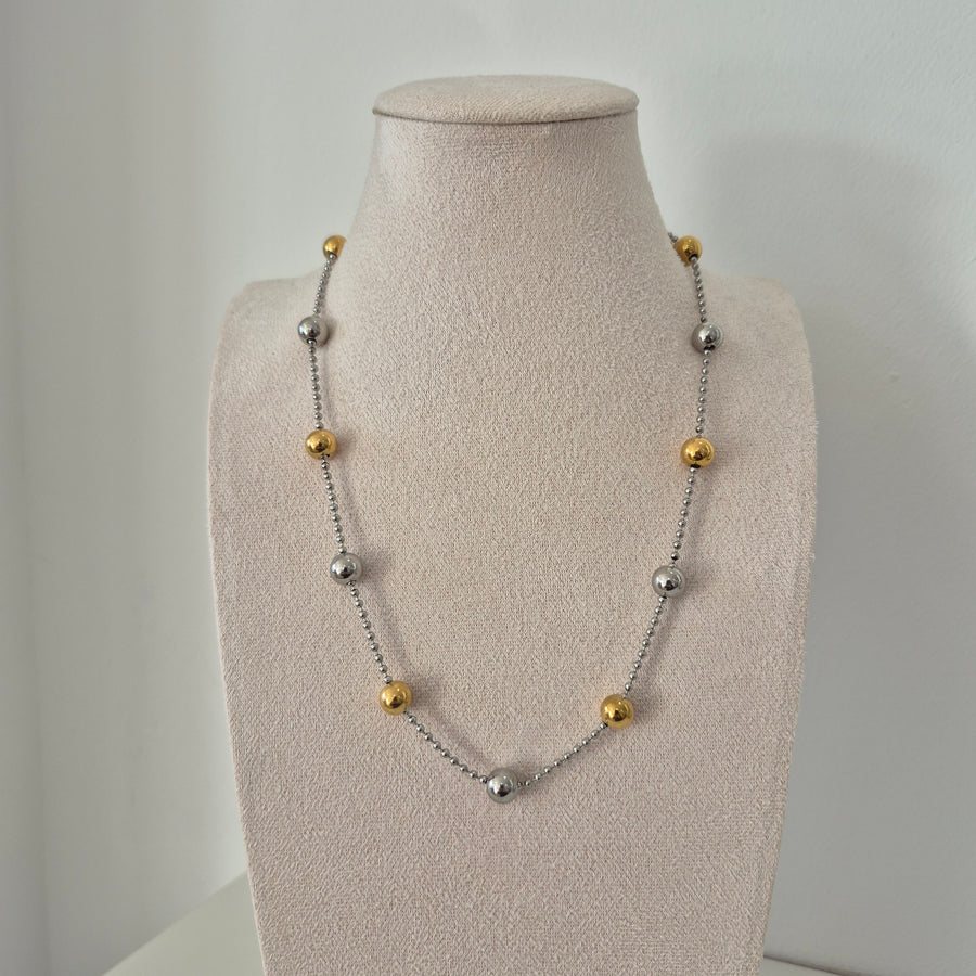 Ball Chain Two Tone Necklace