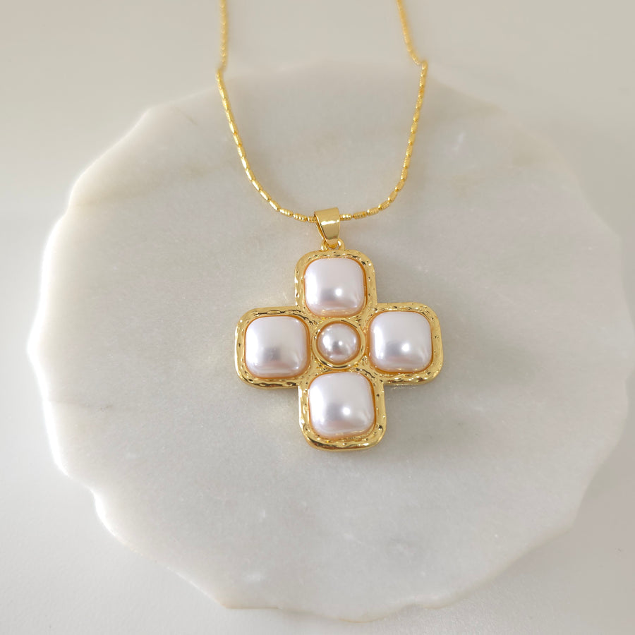 Cross Pearl Necklace