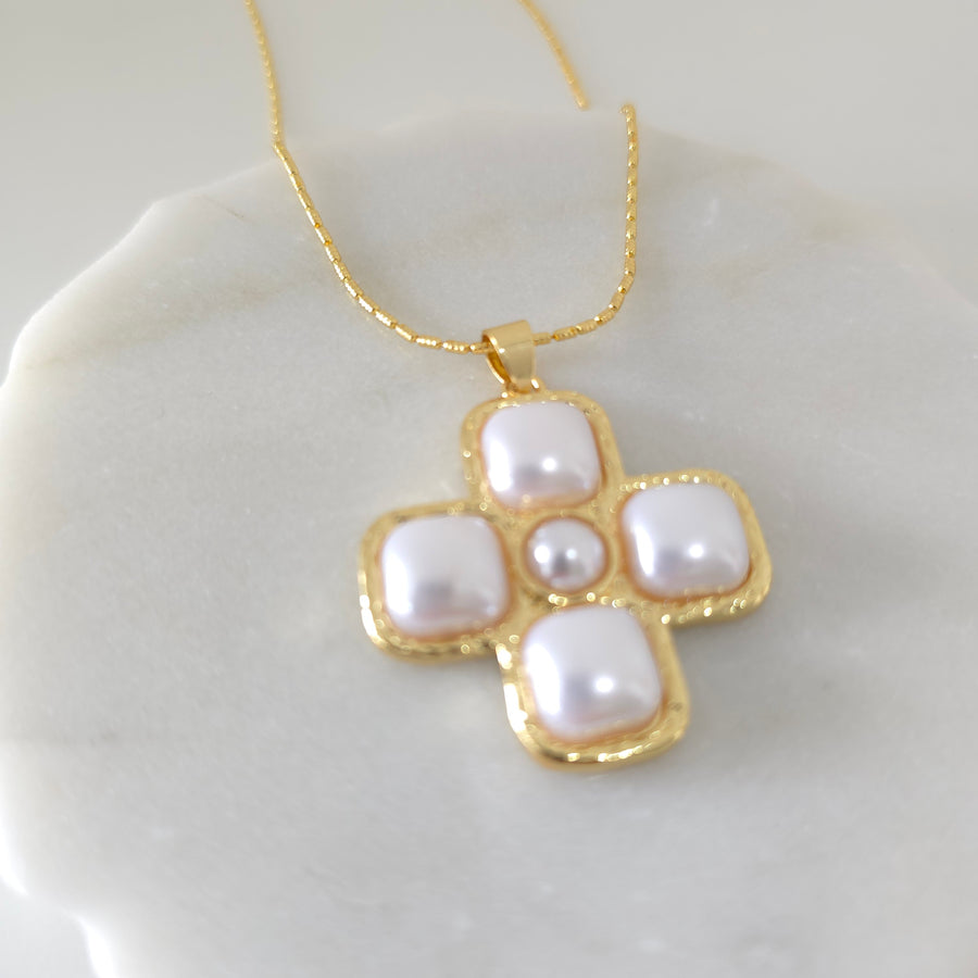 Cross Pearl Necklace