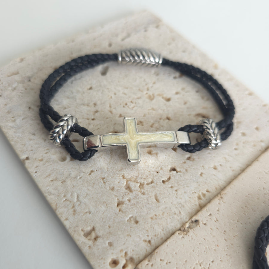 Cross Leather Bracelet