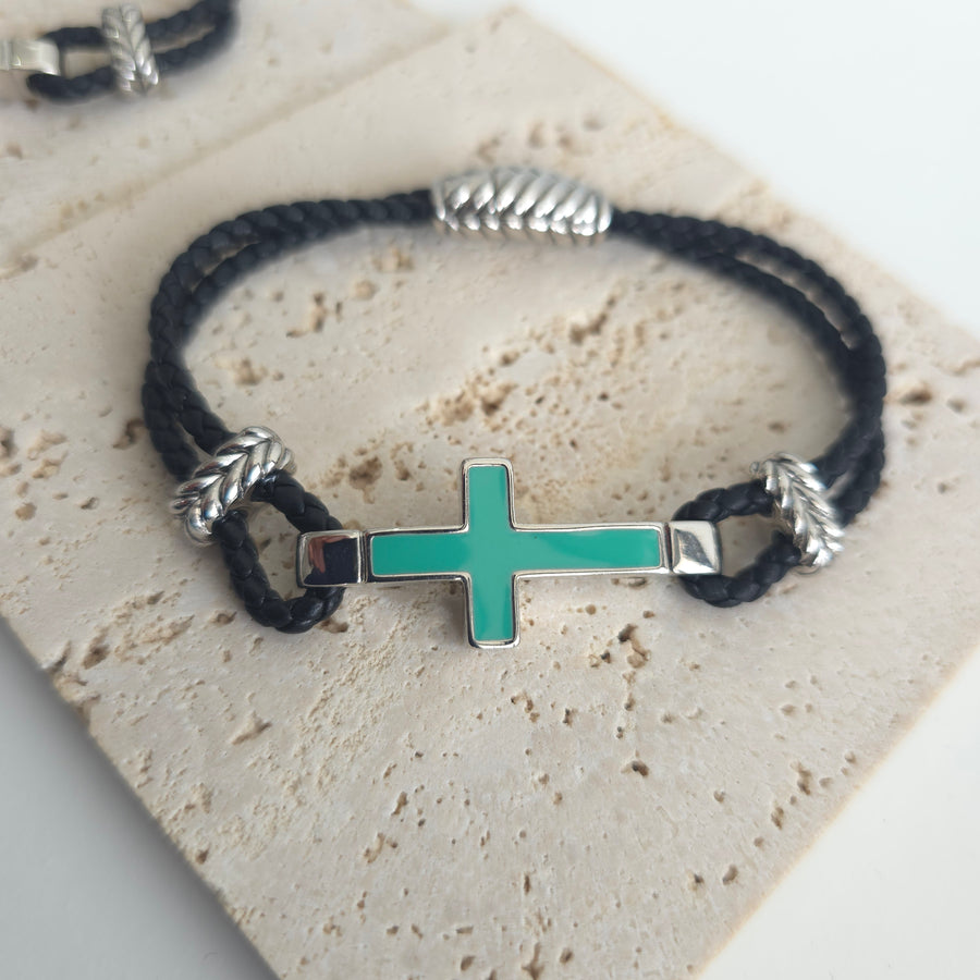 Cross Leather Bracelet