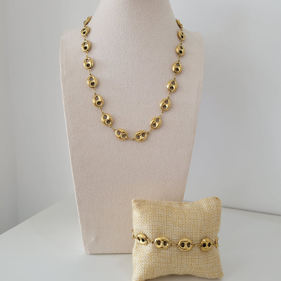 Pig Nose Necklace and Bracelet