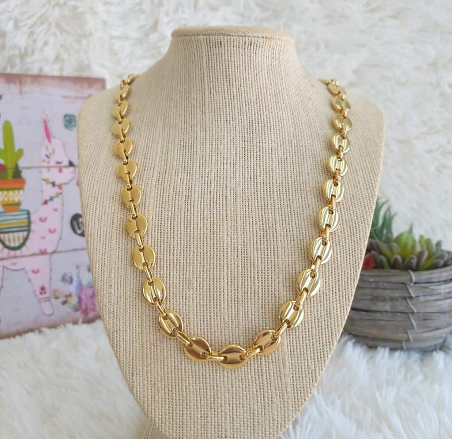 Stainless Steel Gold Plated Chunky Necklace